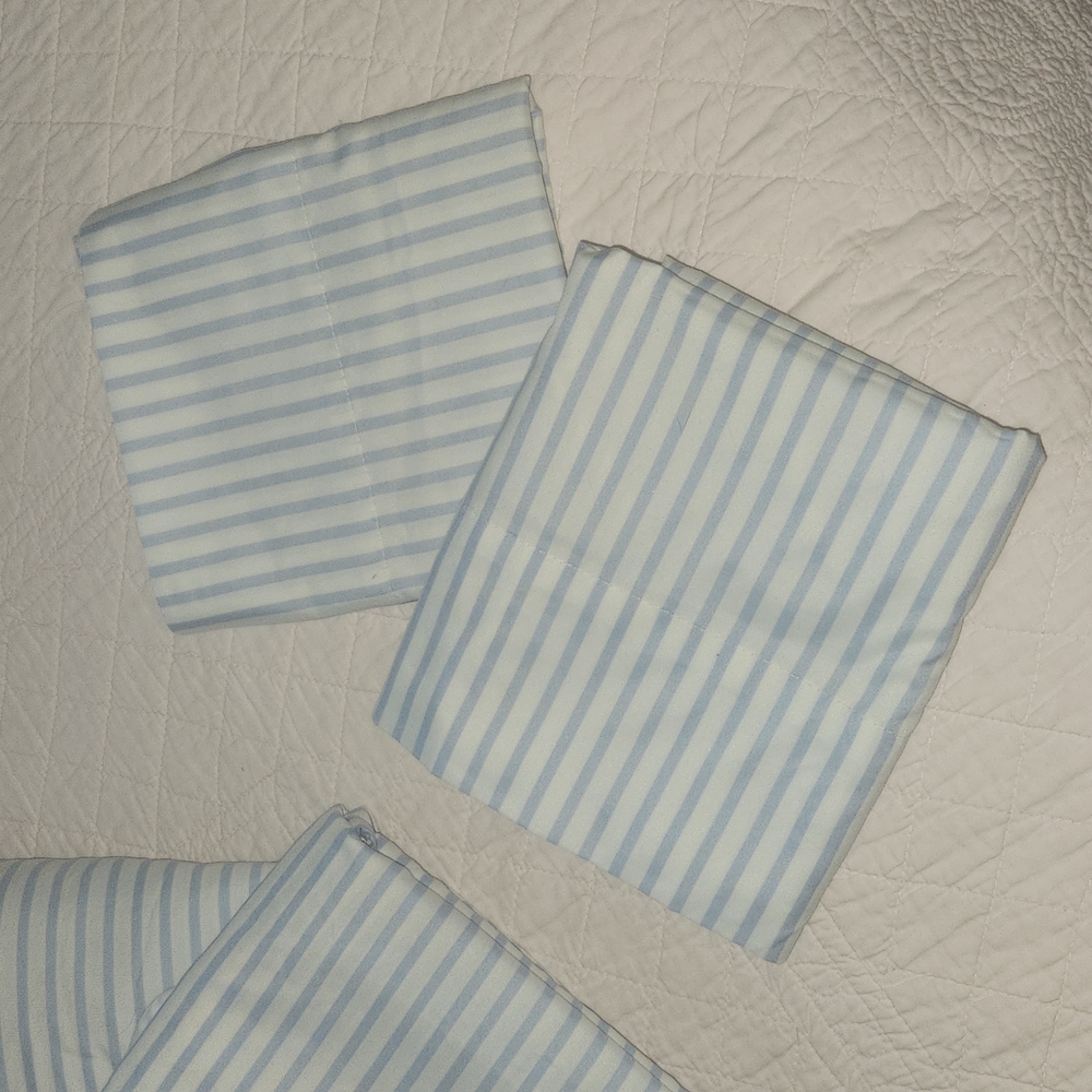 Cynthia Rowley Blue & white striped Full size Sheet Set - Picture 2 of 4